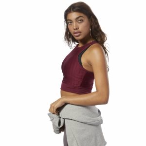 Reebok Crop Muskelshirt Damen - Rot - DE 018-SVY